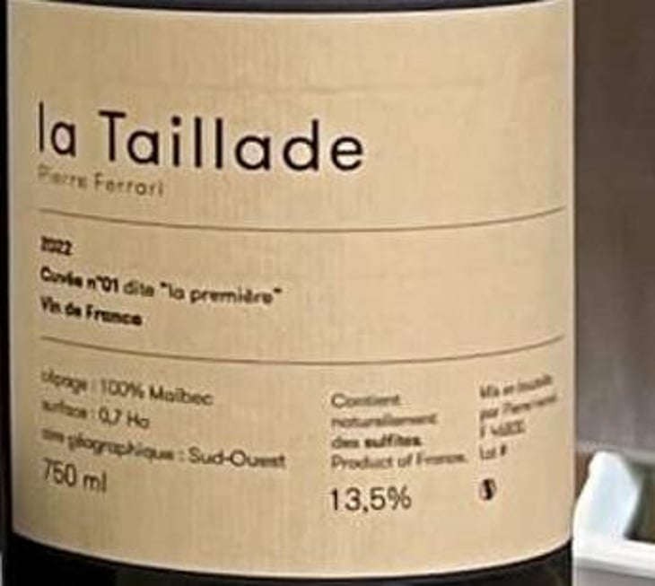 Cuvée N°I dite « La Première » - La Taillade - Pierre Ferrari - pierre-ferrari 