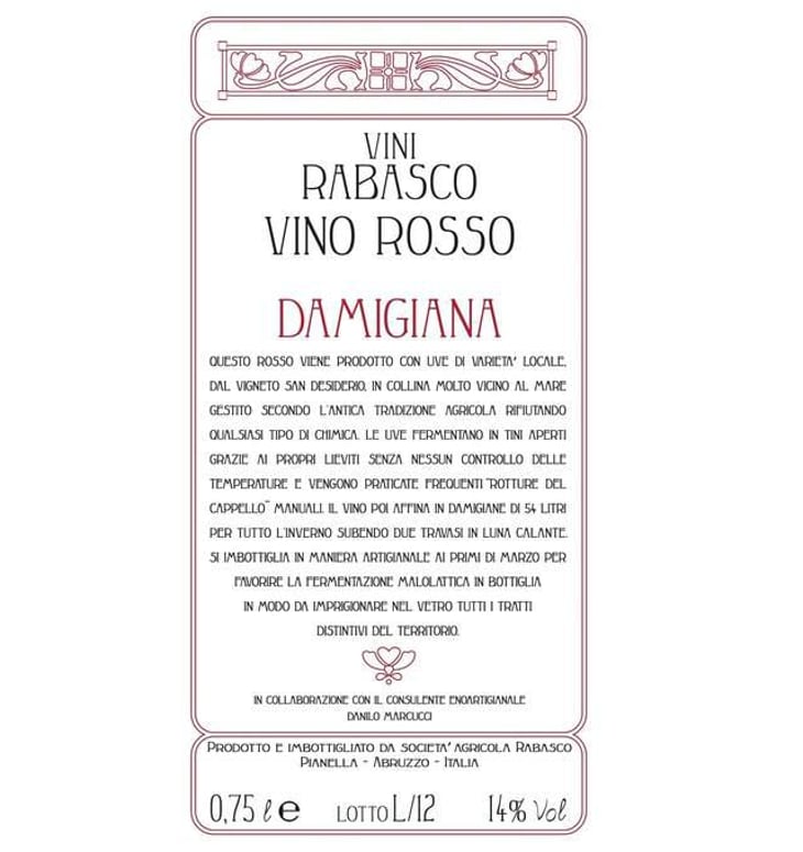 Damigiana Rosso - Azienda Agricola Rabasco - iole-rabasco 