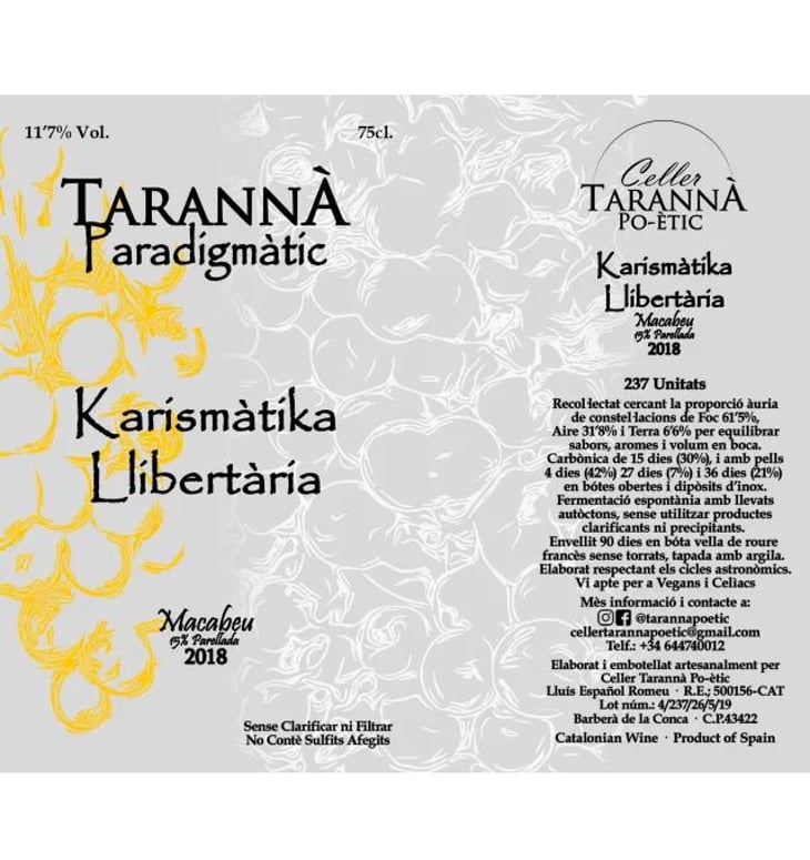 Karismàtika Llibertària - Celler Tarannà Po-ètic - aitor-espanyol-valles 