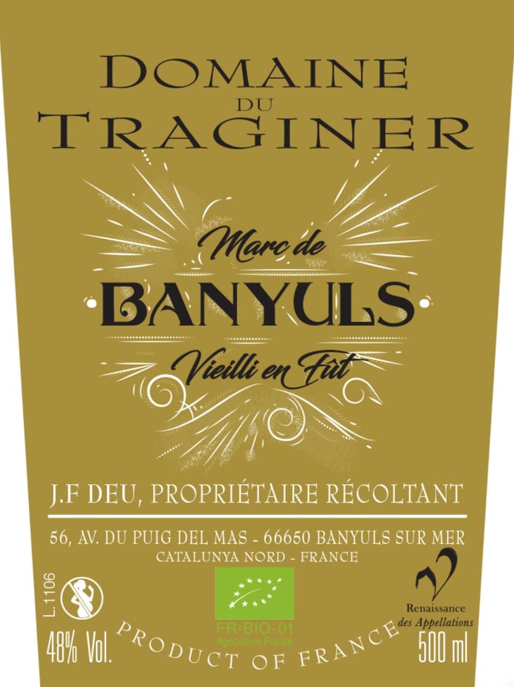 Marc de Banyuls Vielli en Fût - Domaine Du Traginer - jean-francois-deu 