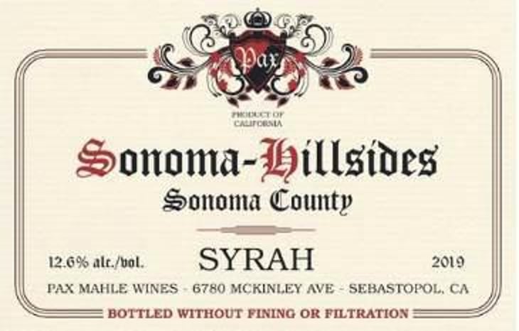 "Sonoma Hillsides" -  Syrah - Pax Wines - pax-mahle 