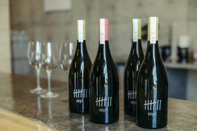 Natural wine bottles from Sept Winery in Lebanon