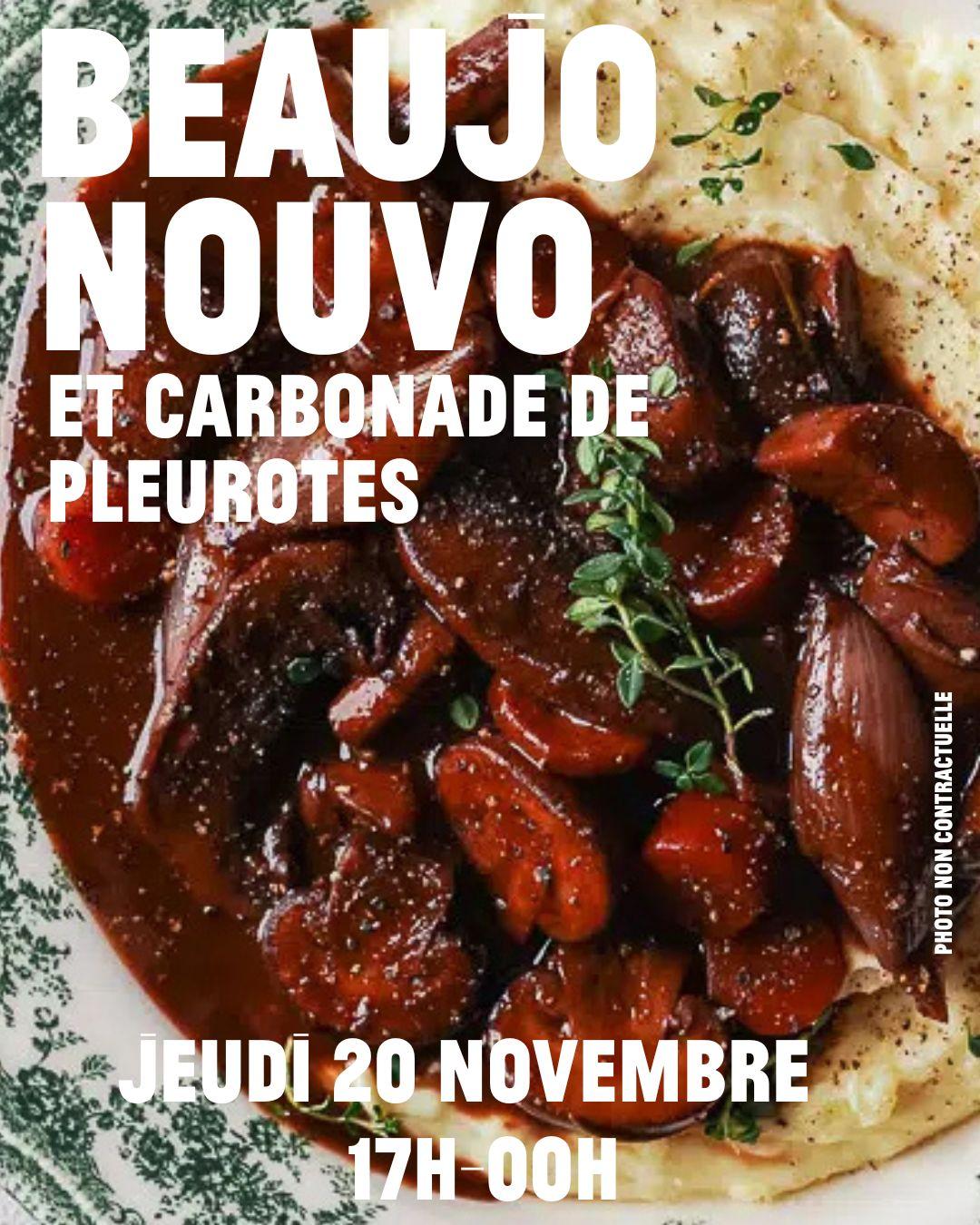Beaujo et carbonade de pleurotes