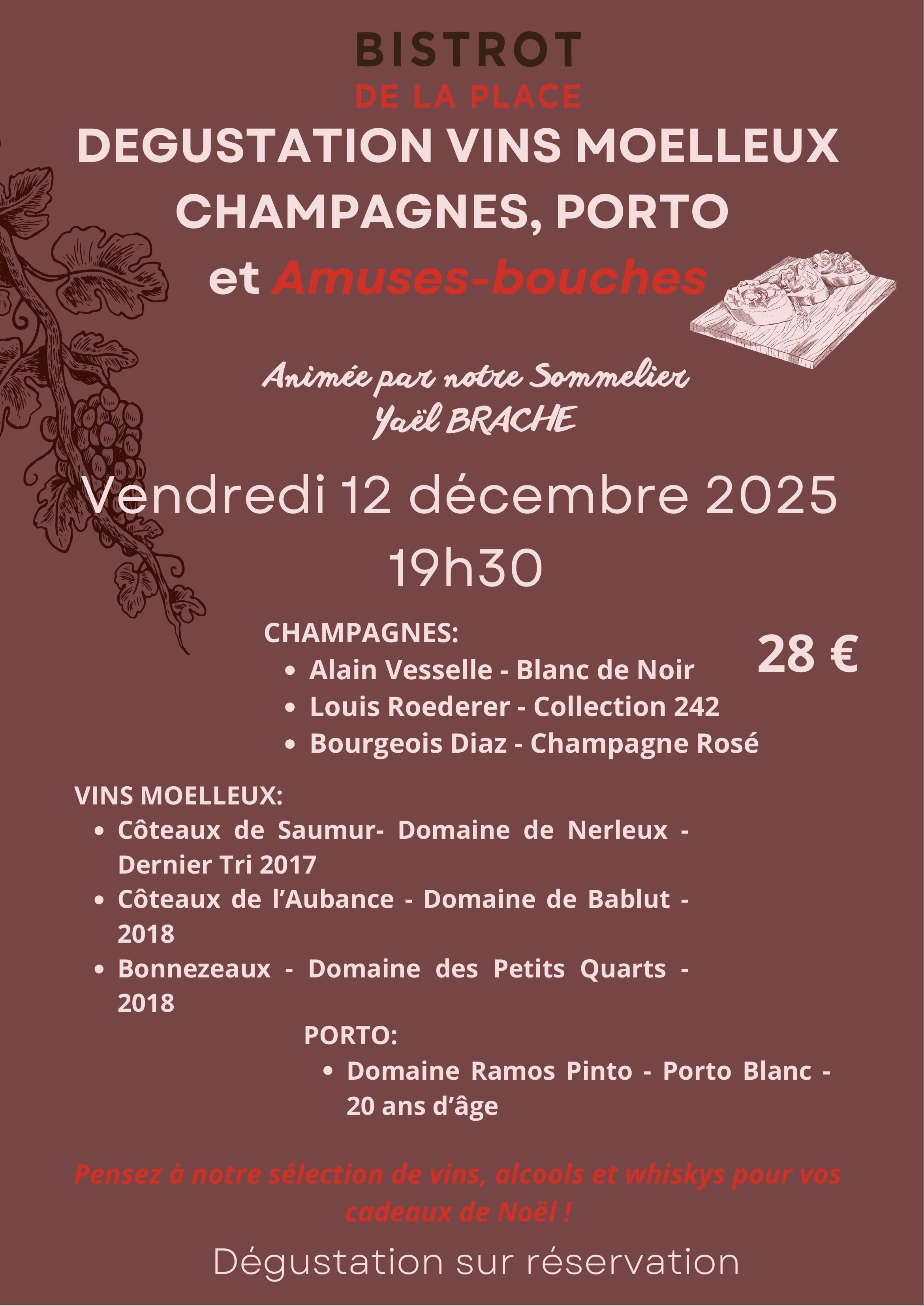 Dégustation Vins moelleux, Champagnes et porto