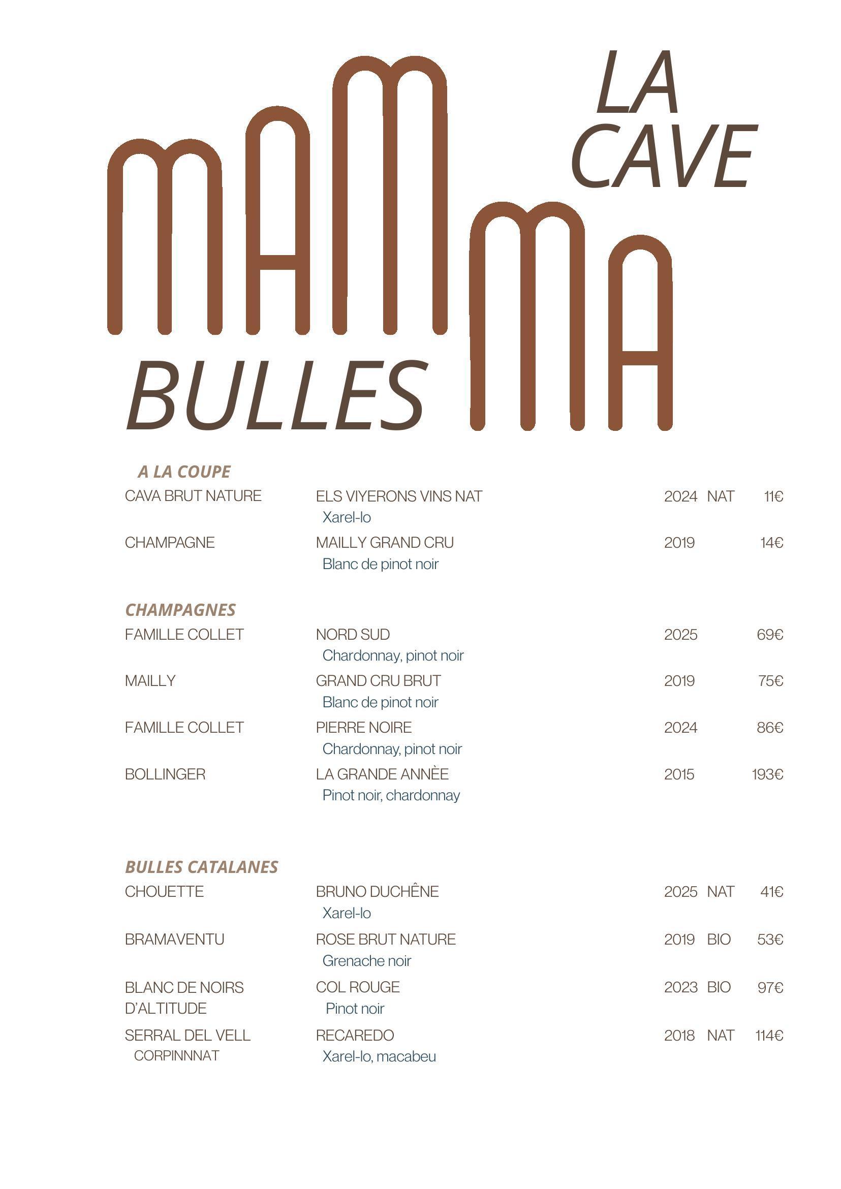 nouvelle carte des vins