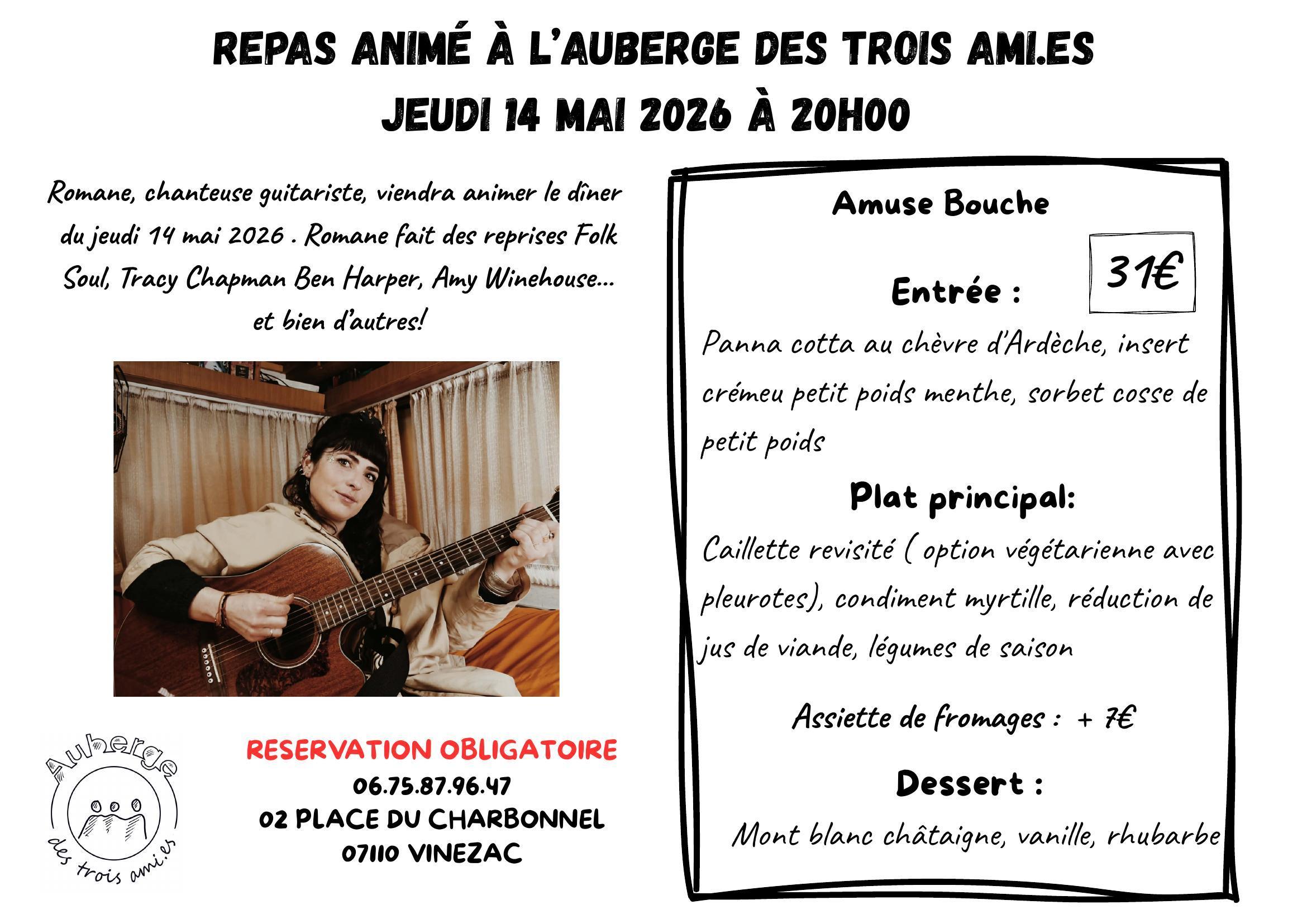 Repas animé par une chanteuse