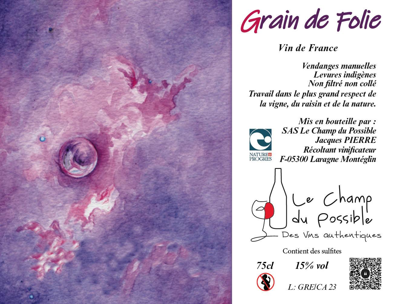 GRAIN DE FOLIE - Le Champ Du Possible - jacques-pierre -2023